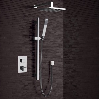 Shower Faucet Chrome Thermostatic Shower System with 8